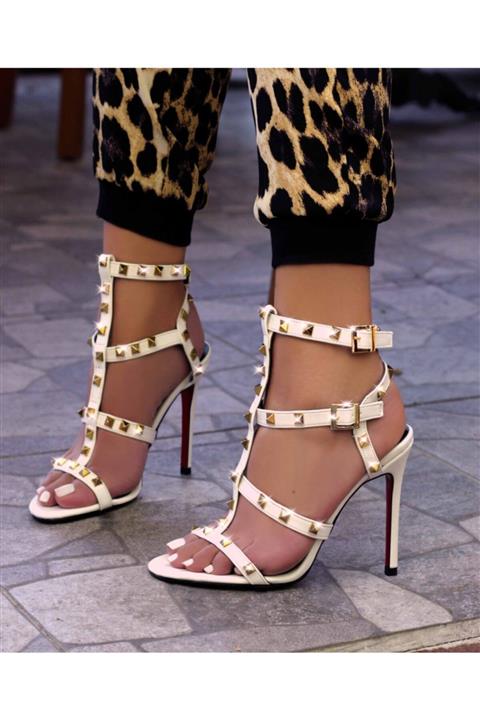 Sibel Durmaz Kadın Beyaz Walentin  Troklu Sandalet