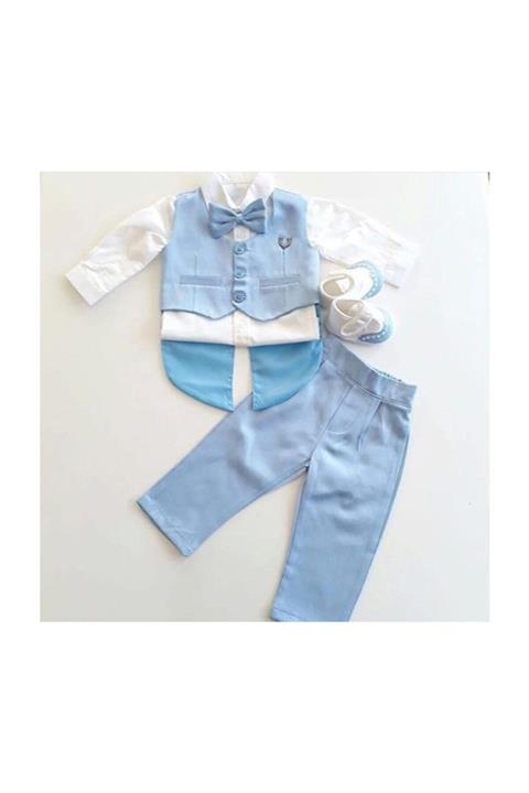 Pugi Baby Erkek Bebek Smokin Yelekli Mevlüt Takımı Seti Damatlık