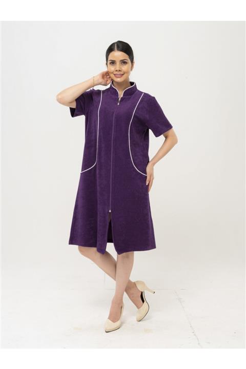 HEPİSİZE TEKSTİL Mor Kısa Havlu Kumaş Sabahlık