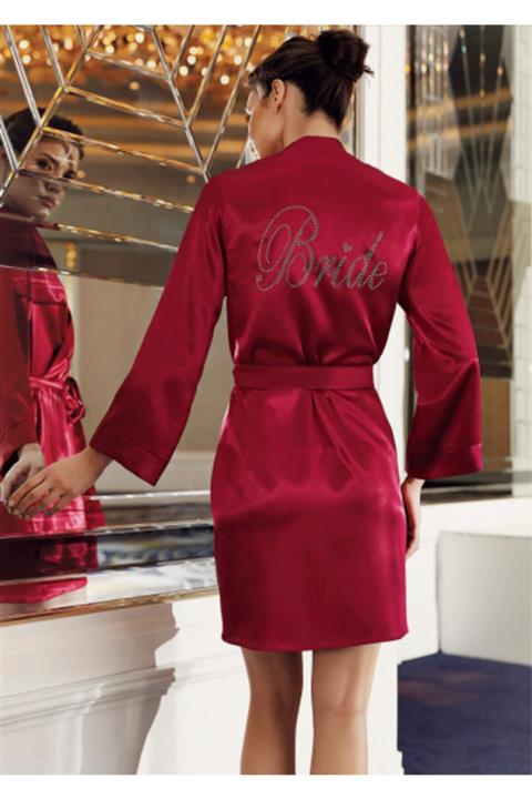 Nil İç Giyim Kadın Kırmızı Bride Saten Sabahlık