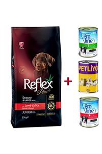 Reflex Plus Kuzu Etli Yavru Köpek Maması 15 Kg + 3 Petliyo Konserve