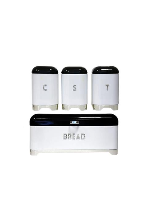 Lucky Art Ava 4 Parca Ekmeklık Kavanoz Setı Beyaz