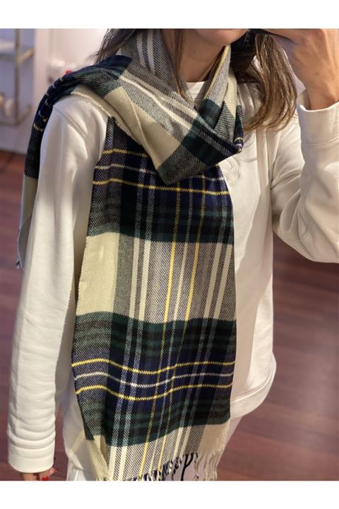 Trendseli Store Yeşil Krem Ekose Kaşkol