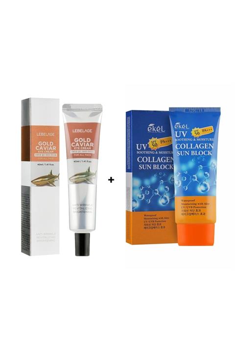 LEBELAGE Kırışıklık Karşıtı Göz Çevresi Kremi+ekel Collagen Suya Dayanıklı Spf-50 Pa Güneş Kremi
