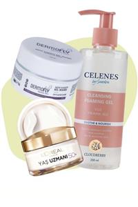 Dermofly Kil Maske & Loreal Yaş Uzmanı 50+ & Celenes Yüz Yıkama Jeli