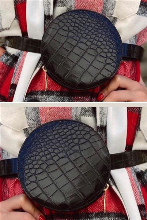 BAHELS Kadın Siyah Yuvarlak Model Kemerli Bel Çantası