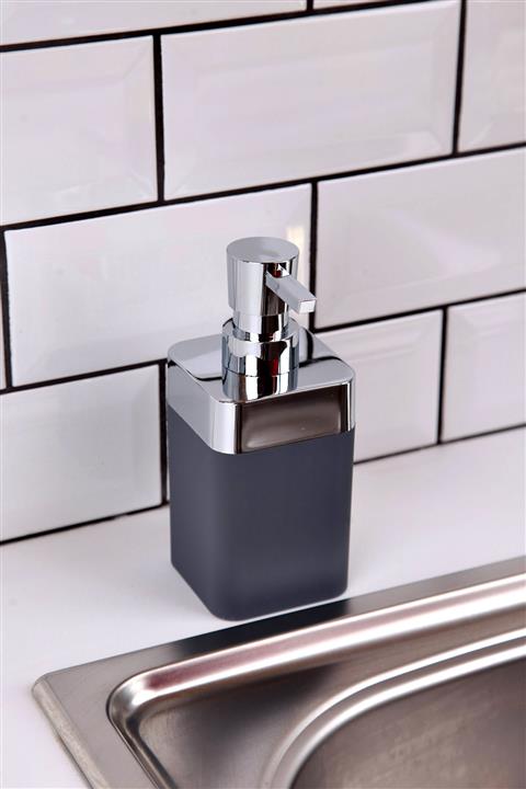 Pazarika Akrilik Kare Sıvı Sabunluk Gri