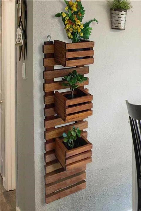 VENONE Doğal Ahşap Saksı Ahşap Saksılık Duvar Rafı Çiçeklik Askılı Saksılık