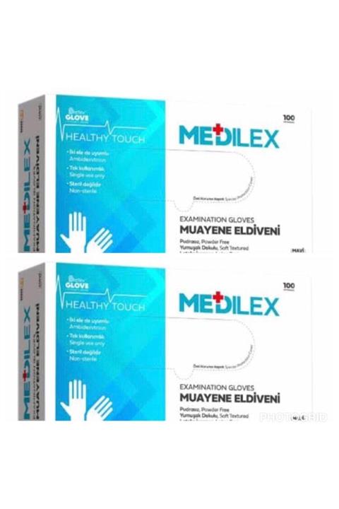 MEDİLEX Pudrasız Eldiven 100 Lü S Beden Mavi Renk 2 Paket
