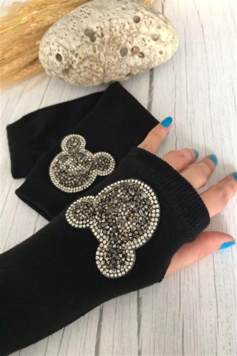 YELSS AKSESUAR Yelss Mickey Taş Işlemeli Uzun Ikili Kolluk & Eldiven