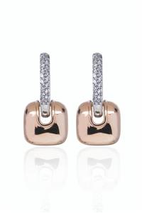 Arax İnci Kadın  Altın Taşlı Sallantılı Mini Rose Gold Küpe 14 Ayar