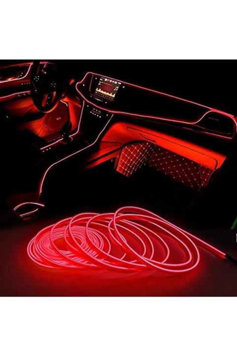 SAHLAN 3 Metre Kırmızı Araç Içi Torpido Ledi Renkli Ip Neon Ip Led Şerit Led Neon Ip Led