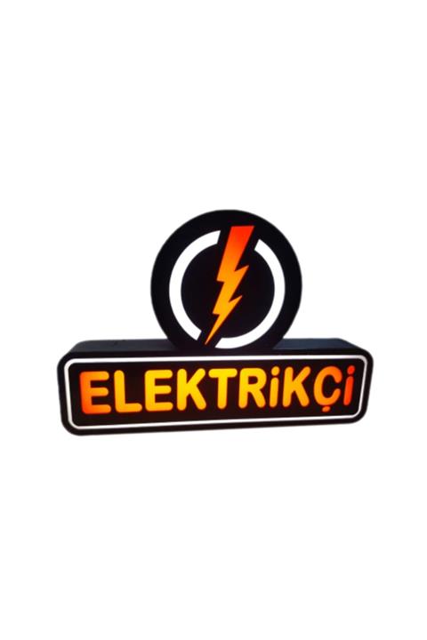 deporeklamtabela Elektrikçi Yazılı Görselli Neon 3d Led Tabela 30x45cm