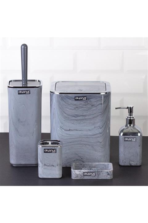 Free Home Mermer Desen Kare 5'li Banyo Seti