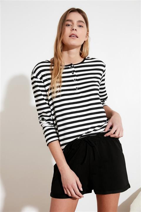 Redo Kadın Siyah Belden Bağlamalı Şort & Bermuda