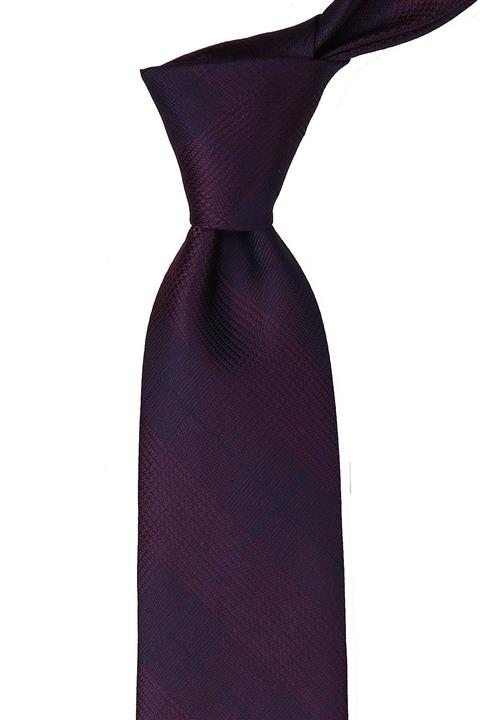 Kravatkolik Mürdüm Ekose Desen Mendilli Klasik Kravat Kk9569