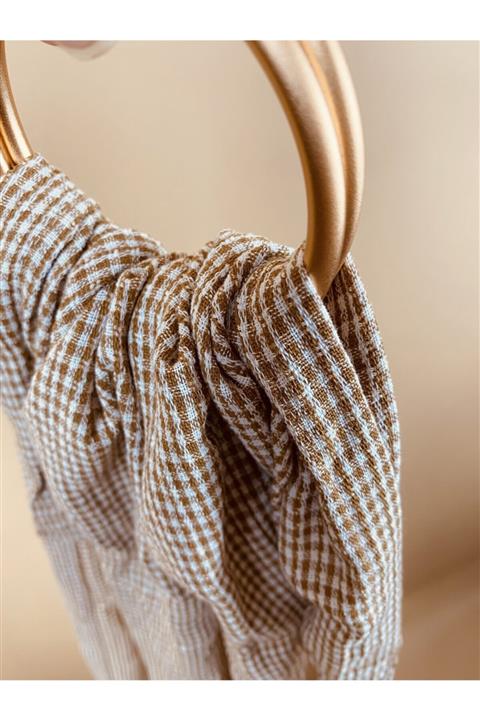 Balküpü Sling Ekose Desen Kahve Halka Sling