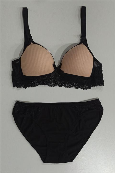 MADAMDAY Kadın Dolgulsuz Dantelli Bralet Sütyen Külot Takım Çeyizlik Takım
