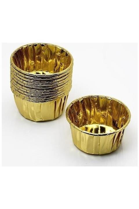 Cakes&Party 20 Li Altın Folyo Cupcake Muffin Kalıbı Kek Malzemesi