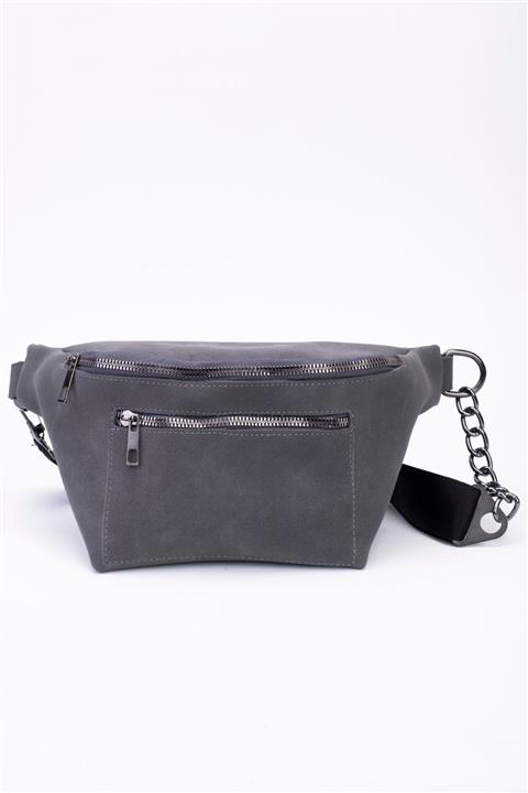 Smurne Gri Özel Tasarım Bel Çantası