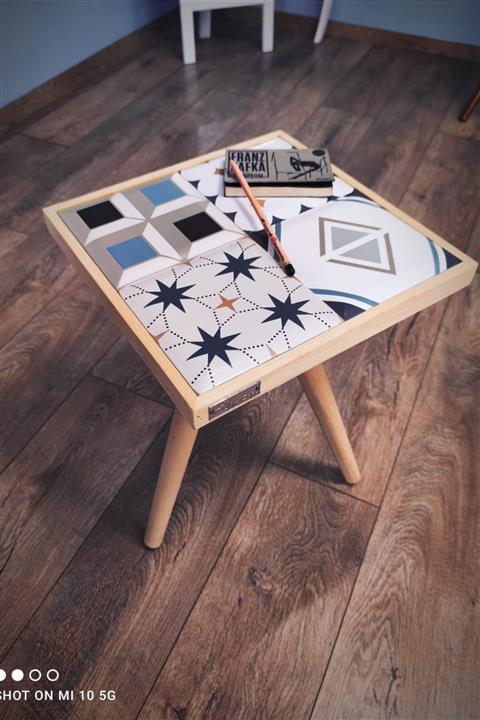 bluecape North Star Sehpa 32x32cm Doğal Masif Seramik Yan Sehpa Salon Mobilya