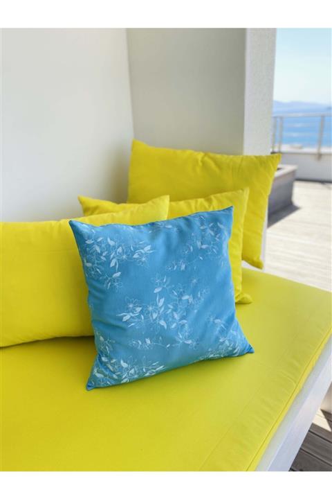 Retrobird Dekoratif Mavi Çiçekli Yastık Kılıfı 50x50