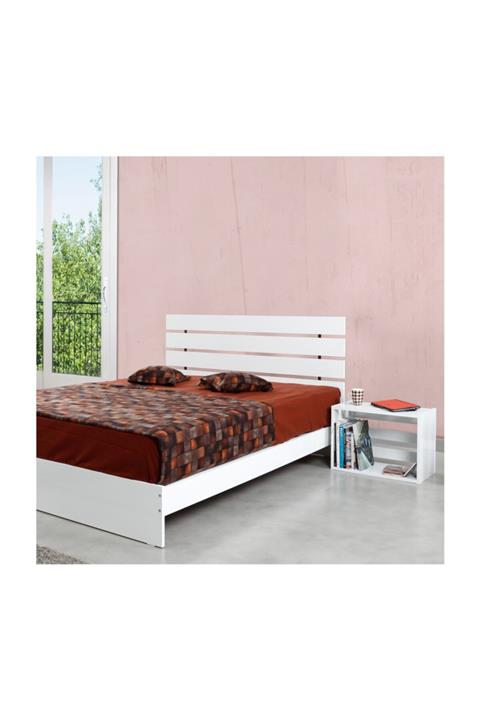 PASİFİC HOME Huga Çift Kişilik Beyaz Ahşap Karyola Komodin Takım 160lk /160x200 Başlık+ Karyola