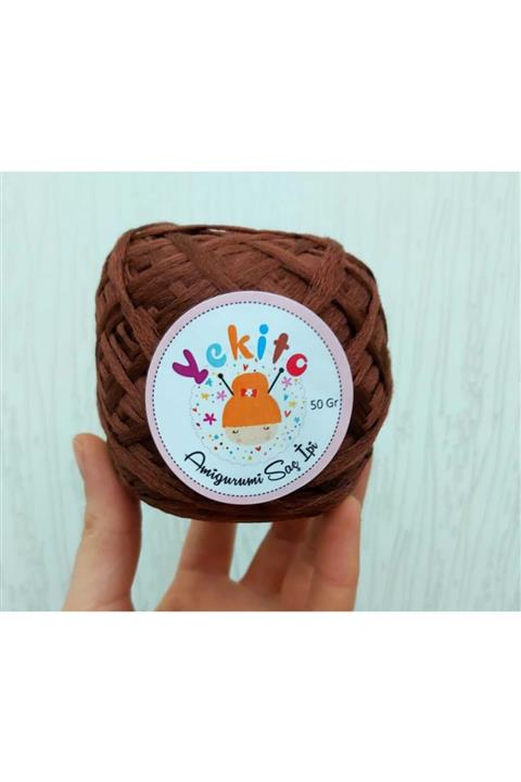 Hobice Satış Yekito Amigurumi Saç Ipi 50 Gr Kızılkahve No 1