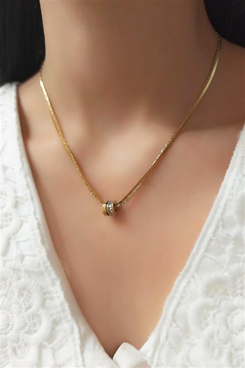 Çlk Accessories Çelik Zincir Halka Taş Figür Çelik Kolye Trkolye5425 B33503