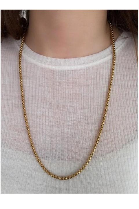 XLady Accessories Kadın 22 Ayar Gold Rengi Küp Modeli Çelik Zincir