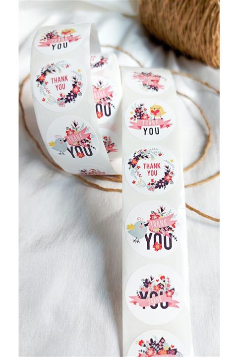 Çikoleyt Design Yapışkanlı Thank You Çeşitli Etiket (2,5 Cm) 50 Adet