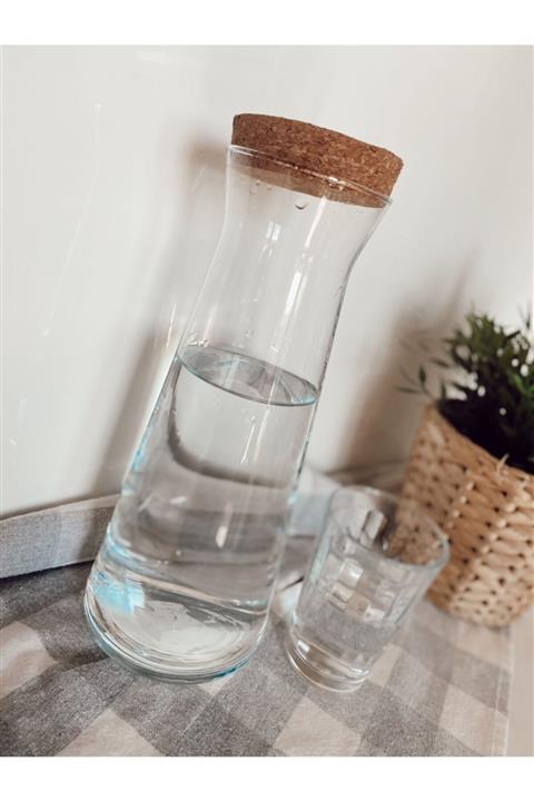 SİDERDESİNG Dekoratif Ve Doğal Mantar Kapak Sürahi 1 lt