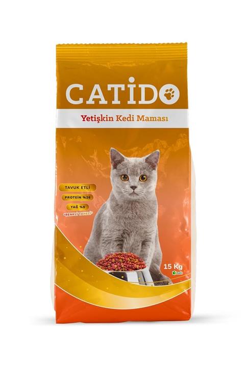 CATİDO Tavuklu Renkli Taneli Yetişkin Kedi Maması 15 kg