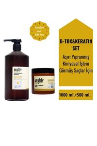 Muddy B-tox&keratin Onarıcı Saç Şampuanı 1000ml B-tox&keratin Onarıcı Saç Bakım Maskesi 500ml