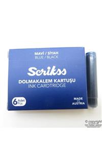 Scrikss Dolma Kalem Kartuşu Mavi/siyah 6lı Paket