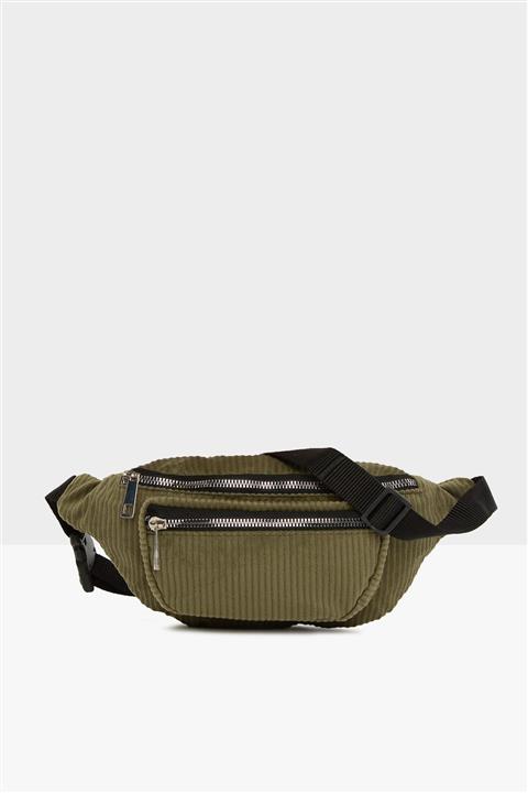 Bagmori Kadın Haki Kadife Cepli Bel Çantası