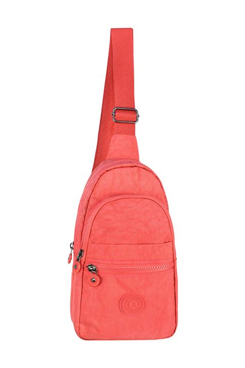 URBAN POLO Pembe Unisex Dört Bölmeli Krinkel Kumaş Göğüs Ve Bel Çantası Cod: 4001