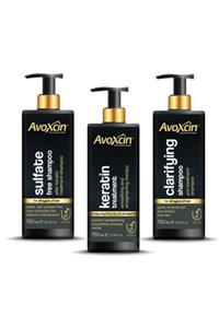 AVOXCIN Straightening  Keratin Treatment - Saç Düzleştirici & Onarıcı 3'lü Set