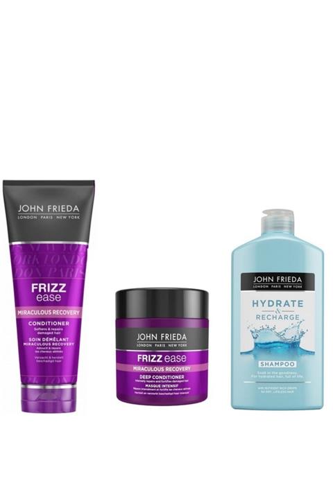 John Frieda Kuru Ve Cansız Saçlar Hydrate Recharge Şampuan+miraculous Recovery Saç Kremi Ve Maskesi