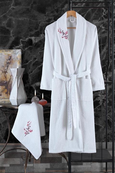 Riva Anemon 2 Parça % 100 Pamuk Nakışlı Bornoz Seti