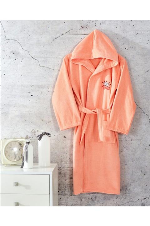 TY HOME COLLECTİON 11-12 Yaş Kapüşonlu Genç Grubu Bornoz Turuncu