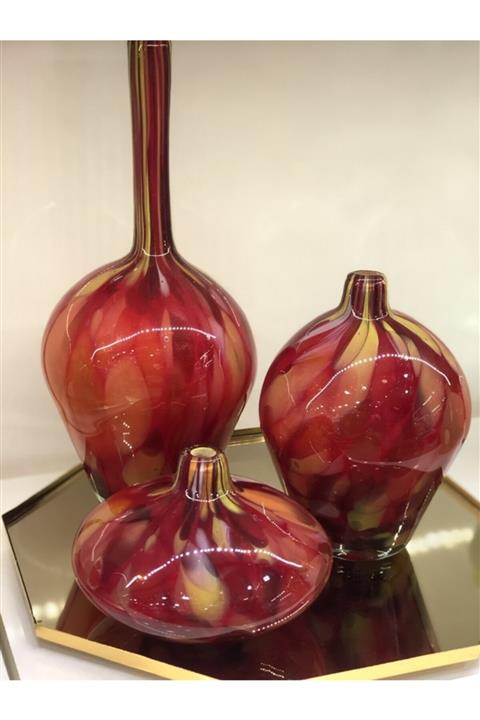 1İLKOUTLET 3 Lü Üfleme Cam Dekoratif