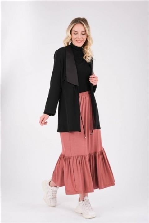 Meys Kadın Gül Kurusu Etek Ucu Piliseli Suprem Etek