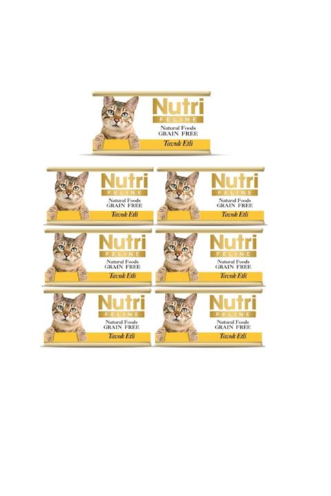 Nutri Feline Tavuk Etli Tahılsız Yetişkin Kedi Konservesi 85 gr  6 Adet