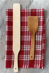 aktarix 2'li Spatula Seti 45 Cm + 30 Cm Bambu Ahşap Çevirgeç Bazlama, Pizza, Yufka Çevirici