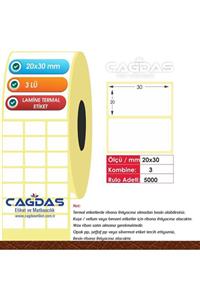 CGDS Lamine Termal Barkod Etiket Stıcker 20x30 Mm Yy 3 Lü 5000 Ad -lt2030