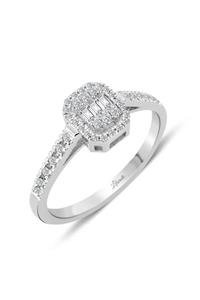 Lilarote Pırlanta Modern Tasarım 0.20 Ct Baget Kare Tektaş Yüzük
