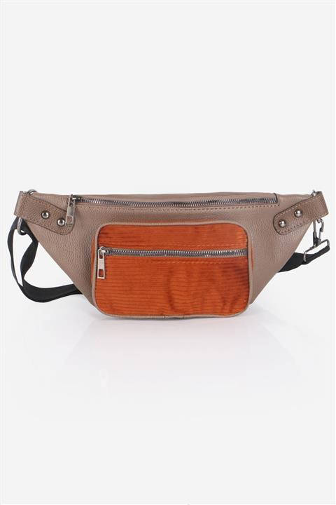 Erbilden Kadın Vizon Kadife Cepli Deri Bel Çantası