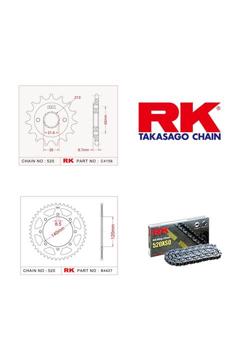 RK Kawasaki Kle 500 Rk X-Ring Zincir Dişli Set 520 Xso-17/44T(2005-2007)