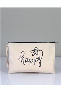Ekorenk Tek Taraf Baskılı Ham Bez Clutch Çanta